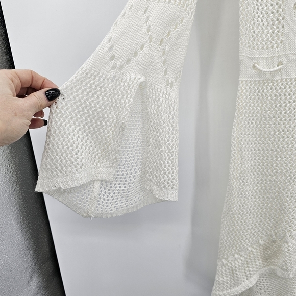 Ivory Crochet Swim CoverUp Hi Lo Breathable Dress Womens One Size - Picture 5 of 8